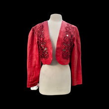 Load image into Gallery viewer, Vintage Red Leather Beaded Bolero One Size Fits Most