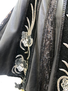 Vintage Glam 80’s Couture Neiman Marcus Leather Dolman Batwing Cocoon Black Leather Suede Hand Beaded Sequined Jacket Studio 54 80’s Iman Style One Size Fits Most