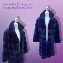 Load image into Gallery viewer, New Kopenhagen Purple Mink Horizontal Coat with Ombré Black Purple Whole Premium Dyed Mink Skins