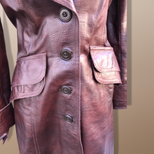 Load image into Gallery viewer, 70’s Vintage Brown Leather Fitted Trench 36” Bust Bagatelle Spy Classic 70’s