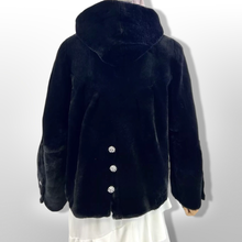 Load image into Gallery viewer, New Luxury Sheared Black Mink Hooded Coat with Rhinestone Detail