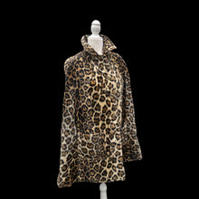 Load image into Gallery viewer, Vintage 60’s Cape Poncho Reversible Wool camel and Faux Leopard Jaguar Print Double Pocket and Buttons