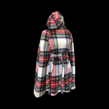Load image into Gallery viewer, Vintage Red Plaid Set Cape and Beret Cap Pure Virgin Wool from Ireland