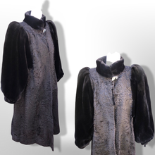 Load image into Gallery viewer, Vintage Couture 80’s Does 40’s Vintage Fur Coat Genuine Broadtail Persian Lamb Sheared Beaver Bishop Sleeve Puff Sleeve Old Glamour Hollywood