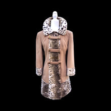 Load image into Gallery viewer, Vintage 60’s Mod Camel Wool Faux Fur Leopard Spotted Print Coat Bondi’s Fifth Ave