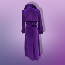 Load image into Gallery viewer, Vintage 70’s Calvin Klein Violet Royal Purple Velvet Full Length Coat Trench Coat Spy Coat
