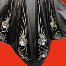 Load image into Gallery viewer, Vintage Glam 80’s Couture Neiman Marcus Leather Dolman Batwing Cocoon Black Leather Suede Hand Beaded Sequined Jacket Studio 54 80’s Iman Style One Size Fits Most