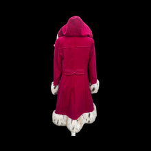 Load image into Gallery viewer, Vintage 70’s Coat Red Princess Spotted Faux Fur Hooded Christmas Holiday Winter Princess