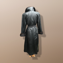Load image into Gallery viewer, Italian leather Wrap Tuxedo Mink Coat Herringbone Design