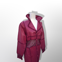 Load image into Gallery viewer, Brand New Deadstock Vintage 90’s Pink Leather Magenta Lace Duster Coat