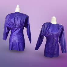 Load image into Gallery viewer, 80’s Glam Purple Leather Jacket Studio 54 Ultra Soft Lamb Leather Fitted and Ruched