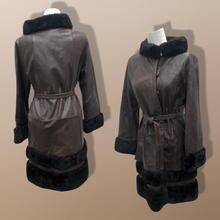 Load image into Gallery viewer, 70’s Vintage Brown Leather and Shearling Tiered Boho Chic Penny Lane Coat Hippy Chic