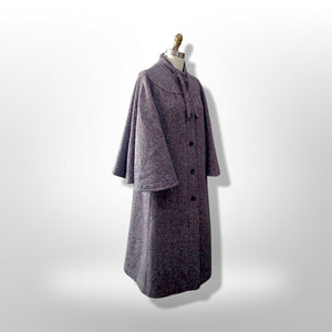 70’s Tweed Irish Cape Coat with Bell Sleeves ~Brand Donegal Made in Ireland 100% Pure Wool Cape Coat Bell Sleeves