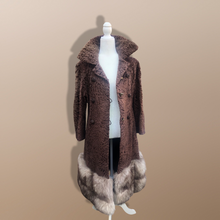 Load image into Gallery viewer, Vintage 60’s 70’s Fur Coat Persian Lamb Astrakhan Norwegian Fox Fur Tiered Jeweled Belt XS