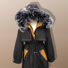 Load image into Gallery viewer, New Versatile Black Parka with Fox Fur Hood Removable Fur and Zip in-out Fur Lining Snow Waterproof