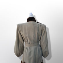 Load image into Gallery viewer, Collectible Rare 30’s early 40’s Coat Cashmere Wool and Scalloped Mouton Fur Balloon Sleeves Fitted and Flared