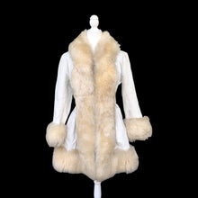 Load image into Gallery viewer, 70’s Vintage Leather White Sheepskin Boho Princess Hippy Coat Made in England