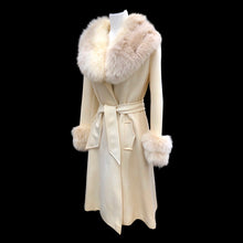 Load image into Gallery viewer, Vintage 60’s LIlli Ann White Cream Ombré Fox Fur Princess Fit and Flare Belted Pinup Mod Coat