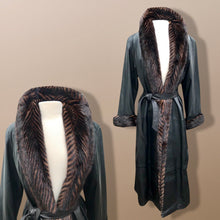 Load image into Gallery viewer, Italian leather Wrap Tuxedo Mink Coat Herringbone Design