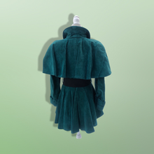 Load image into Gallery viewer, 80’s 90’s Green Suede Cape Coat Jacket Belted and Skirted
