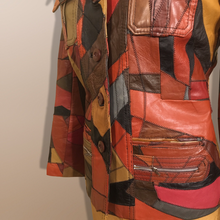 Load image into Gallery viewer, 70’s Vintage Patchwork Leather Jacket 38” Bust Boho Hippy Chic Short Leather Trench