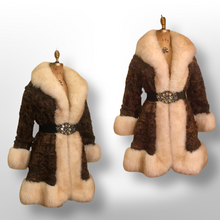 Load image into Gallery viewer, Vintage Coat 70’s Brown MASSIVE Shearling Curly Lamb White Couture Princess Boho Penny Lane Russian Princess Winter Fall Sumptuous Luxury