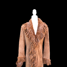 Load image into Gallery viewer, Vintage Fringe Suede and Fur Western Duster Coat Native Southwestern Cowgirl Boho Bohemian Fashion