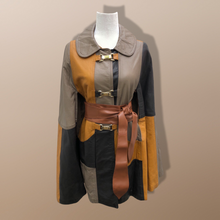 Load image into Gallery viewer, 70’s Mod Leather Color Block Poncho Cape Boho Chic Made in West Germany
