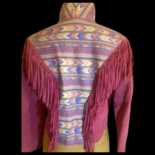 Load image into Gallery viewer, Pink Suede Fringe Southwestern Blanket Cowgirl Native American Aztec Boho Hipster Short Coat Jacket