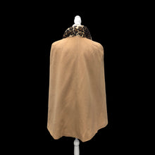 Load image into Gallery viewer, Vintage 60’s Cape Poncho Reversible Wool camel and Faux Leopard Jaguar Print Double Pocket and Buttons