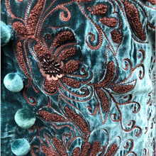 Load image into Gallery viewer, Beaded Teal Blue Vintage Velvet Jacket Blazer