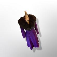 Load image into Gallery viewer, Vintage Women&#39;s New Look 40s Purple Violet Princess Pinup Pinup Coat Full Skirted Massive Fox Fur Film Noir Golden Age Old Hollywood Glamour