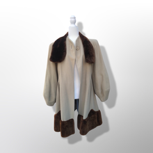 Load image into Gallery viewer, Collectible Rare 30’s early 40’s Coat Cashmere Wool and Scalloped Mouton Fur Balloon Sleeves Fitted and Flared