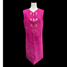 Load image into Gallery viewer, 70’s Suede Magenta Tie Up Vest with Grommet Tie up Hardware