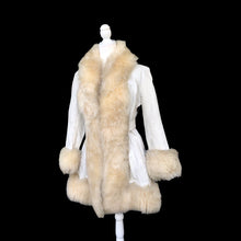 Load image into Gallery viewer, 70’s Vintage Leather White Sheepskin Boho Princess Hippy Coat Made in England