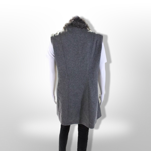 Fabiana Filippi Womens Cashmere Shearling Trim Longline Vest Gray Size Size Fits Most