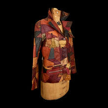 Load image into Gallery viewer, 70’s Vintage Patchwork Leather Jacket 42” Bust Boho Hippy Chic Short Leather Trench
