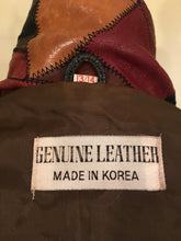 Load image into Gallery viewer, 70’s Vintage Patchwork Leather Jacket 42” Bust Boho Hippy Chic Short Leather Trench