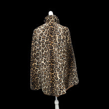 Load image into Gallery viewer, Vintage 60’s Cape Poncho Reversible Wool camel and Faux Leopard Jaguar Print Double Pocket and Buttons