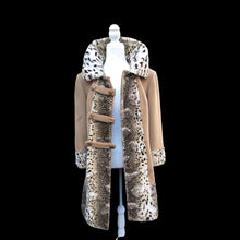 Load image into Gallery viewer, Vintage 60’s Mod Camel Wool Faux Fur Leopard Spotted Print Coat Bondi’s Fifth Ave