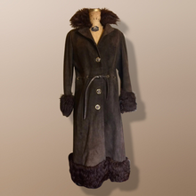 Load image into Gallery viewer, Vintage 70&#39;s Curly Lamb Afghan Suede Long Penny Lane Hippie Chic Brown Coat M/L Made in Spain