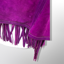 Load image into Gallery viewer, Authentic 70’s Magenta Purple Pink Suede Long Fringe Beaded Jacket Coat Boho Bohemian Hippy Chic