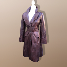 Load image into Gallery viewer, 70’s Vintage Brown Leather Fitted Trench 36” Bust Bagatelle Spy Classic 70’s