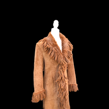 Load image into Gallery viewer, Vintage Fringe Suede and Fur Western Duster Coat Native Southwestern Cowgirl Boho Bohemian Fashion