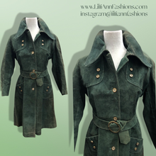 Load image into Gallery viewer, Vintage 60’s Mod Suede Green Coat