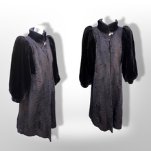 Load image into Gallery viewer, Vintage Couture 80’s Does 40’s Vintage Fur Coat Genuine Broadtail Persian Lamb Sheared Beaver Bishop Sleeve Puff Sleeve Old Glamour Hollywood