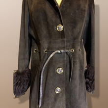 Load image into Gallery viewer, Vintage 70&#39;s Curly Lamb Afghan Suede Long Penny Lane Hippie Chic Brown Coat M/L Made in Spain