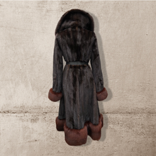 Load image into Gallery viewer, Bullocks Wilshire Luxury Mink Coat with Fox Fur Trim Princess