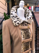 Load image into Gallery viewer, Vintage 60’s Mod Camel Wool Faux Fur Leopard Spotted Print Coat Bondi’s Fifth Ave