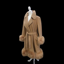 Load image into Gallery viewer, 70’s Vintage Wool Cashmere Sheepskin Shearling Wrap Coat